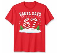 Santa Says 67 Christmas Countdown Candy Cane Maglietta da uomo Maglietta...