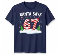 Santa Says 67 Christmas Countdown Candy Cane Maglietta da uomo Maglietta...