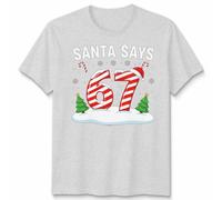 Santa Says 67 Christmas Countdown Candy Cane Maglietta da uomo Maglietta...
