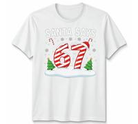 Santa Says 67 Christmas Countdown Candy Cane Maglietta da uomo Maglietta...