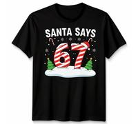 Santa Says 67 Christmas Countdown Candy Cane Maglietta da uomo Maglietta...