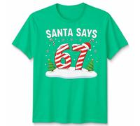 Santa Says 67 Christmas Countdown Candy Cane Maglietta da uomo Maglietta...