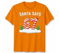 Santa Says 67 Christmas Countdown Candy Cane Maglietta da uomo Maglietta...