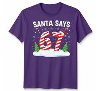 Santa Says 67 Christmas Countdown Candy Cane Maglietta da uomo Maglietta...