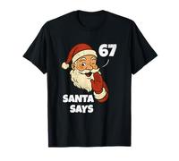 Santa Says Six Seven Funny 67 Meme Christmas Vintage Holiday Maglietta