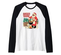 Santa Secret Sauce BBQ Humor Natale Vacanze Maglia con Maniche Raglan