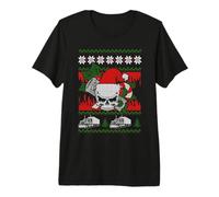 Santa Skull Trucker Funny Ugly Christmas Sweater Xmas Maglietta Premium