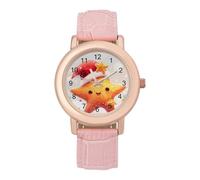 Santa Starfish Christmas - Orologio da polso da donna, elegante, analogico, al quarzo, con cinturino in pelle, Stile:, regular, Cinturino