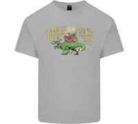 Santa T-Rex Drink Eat Merry Funny Christmas Uomo Cotone T-Shirt Tee Top
