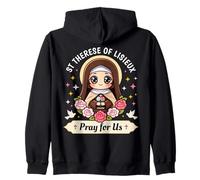 Santa Teresa di Lisieux Prega per Noi Rose cattoliche per Bambini Felpa con Cappuccio