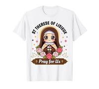 Santa Teresa di Lisieux Prega per noi Rose cattoliche per bambini Maglietta