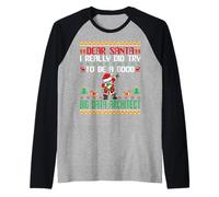 Santa Try to Be a Good Big Data Architect Funny Christmas Maglia con Maniche Raglan