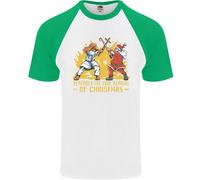 Santa Vs Gesù Divertente Natale Xmas Maglietta S/S Da Baseball Per Uomo