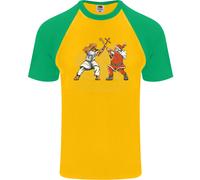 Santa Vs Gesù Divertente Natale Xmas Maglietta S/S Da Baseball Per Uomo