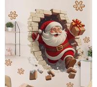 Santa Wall Stickers-Santa Claus Door Sticker 3D Removable Christmas Creative Decals Xmas Holiday Cartoon Clings Breaking Through The Wall Effect for Window Living Room Bedroom Party Decor (B,2pcs)