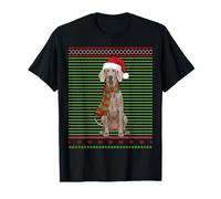 Santa Weimaraner Cane Razza Braco De Weimar Brutto Natale Maglietta