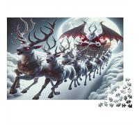Santa with Bats Puzzle for Adults & Kids: Snowy Reindeer Herd 1000Pc Educational Games for Wall Decor 52x38cm/1000pcs