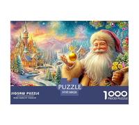 Santa with Ornament, Festive Castle And Fireworks Puzzle Da 1000 Pezzi Christmas Style Ottimo Regalo Per Bambini E Adulti 38x26cm/1000pcs