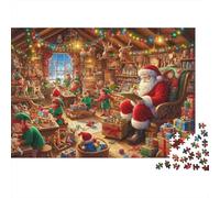 Santa Workshop Scene Puzzle in Cartone 1000 Pezzi Per Anziani Decorazione Casa Allenamento Mentale Esercizio Per La Mente Cartone Di Alta Qualità 38x26cm/1000pcs