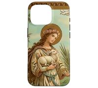 Sant'Agnese di Roma - Biglietto di preghiera vintage con santi dell'arte cattolica Custodia per iPhone 16 Pro