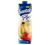 Santal Plus Prisma Fragola & Banana, 1 L, Confezione da 12 Brick