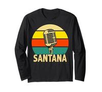 Santana Nome Retro Microfono Divertente Musica 80s Vintage Lovers Maglia a Manica