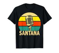 Santana Nome Retro Microfono Divertente Musica 80s Vintage Lovers Maglietta