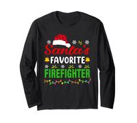 Santa's Favorite Firefighter Funny Christmas Xmas Maglia a Manica