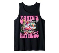 Santa's Favorite Hot Mess Funny Flamingo Christmas Cocktail Canotta