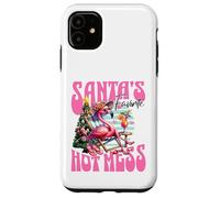 Santa's Favorite Hot Mess Funny Flamingo Christmas Cocktail Custodia per iPhone 11