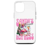 Santa's Favorite Hot Mess Funny Flamingo Christmas Cocktail Custodia per iPhone 12/12 Pro
