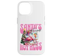 Santa's Favorite Hot Mess Funny Flamingo Christmas Cocktail Custodia per iPhone 14