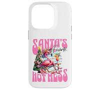 Santa's Favorite Hot Mess Funny Flamingo Christmas Cocktail Custodia per iPhone 14 Pro