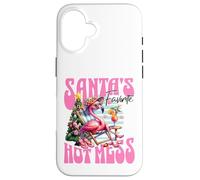 Santa's Favorite Hot Mess Funny Flamingo Christmas Cocktail Custodia per iPhone 16