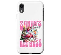 Santa's Favorite Hot Mess Funny Flamingo Christmas Cocktail Custodia per iPhone XR