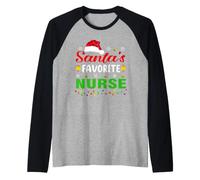 Santa's Favorite Nurse Funny Christmas Nurse Xmas Maglia con Maniche Raglan