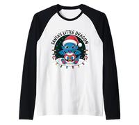Santa's Little Dragon - Natale con Simpatici Draghi Maglia con Maniche Raglan