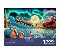 Santa's Night Flight Puzzle 1000 Pezzi Santa’s Sleigh Over Village Puzzle Di Alta Qualità Per Concentrazione, Relax E Divertimento in Famiglia 38x26cm/1000pcs