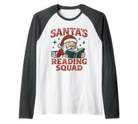 Santa's Reading Squad Festive Book Lover Holiday Uomo Donna Maglia con Maniche Raglan