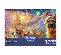 Santa's Sleigh, Reindeer, German Shepherd in Santa Hat Puzzle Da 1000 Pezzi Christmas Style Gioco Classico Per Bambini E Adulti, Riciclato 38x26cm/1000pcs