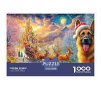Santa's Sleigh, Reindeer, German Shepherd in Santa Hat Puzzle Da 1000 Pezzi Christmas Style Perfetto Regalo Per Ragazzi, Ragazze, Uomini E Donne 52x38cm/1000pcs