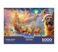 Santa's Sleigh, Reindeer, German Shepherd in Santa Hat Puzzle Da 1000 Pezzi Christmas Style Puzzle Classici Per Tutte Le Età 70x50cm/1000pcs