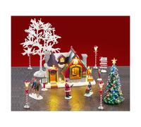Lemax Santa's Snack Shack Set con Elfi e Renne Volanti