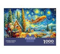 Santa's Starry Flight 1000 Pezzi Puzzle CollectionSanta Van Gogh Divertimento Per Adulti Per Adulti E Bambini Da 14 Anni E Intrattenimento Creativo70x50cm/1000pcs