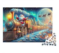 Santa's Train Ride Set Puzzle Premium Da 1000 Pezzi, Xmas Train, Impossibile, Difficile, Stimolante, Stress, Allenamento Mentale, Giochi Da Tavolo, Intrattenimento 70x50cm/1000pcs