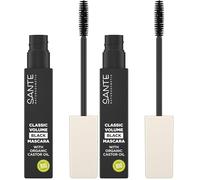 SANTE Naturkosmetik Mascara Classic Volume 01 nero, mascara nero per volume completo, slancio e definizione, con cere naturali e olio di ricino biologico, vegano, 8 ml (Confezione da 2)