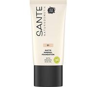 SANTE Naturkosmetik Matte Mineral Foundation 01 Warm Linen, tonalità della pelle chiara, finitura opaca, trucco naturale, vegano, 30 ml