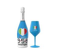 Santero 958 I LOVE NAPOLI 75 cl + 1 Bicchiere Calice, Spumante Extra Dry | Scudetto