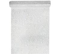 SANTEX 4446-4-30 - Runner da tavolo in tulle glitterato, colore: Argento