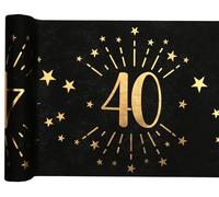 Santex 6787-40-30, Runner da tavolo, età scintillante in metallo, colore: nero/oro, 40 anni